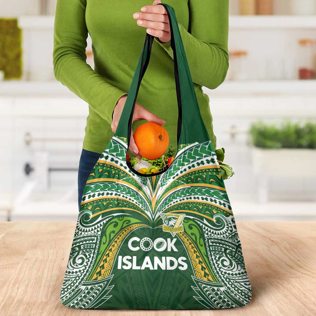 Cook Islands Rugby League Grocery Bag Tatau Tribal Motifs-Dark Green Color LT03 - Polynesian Pride