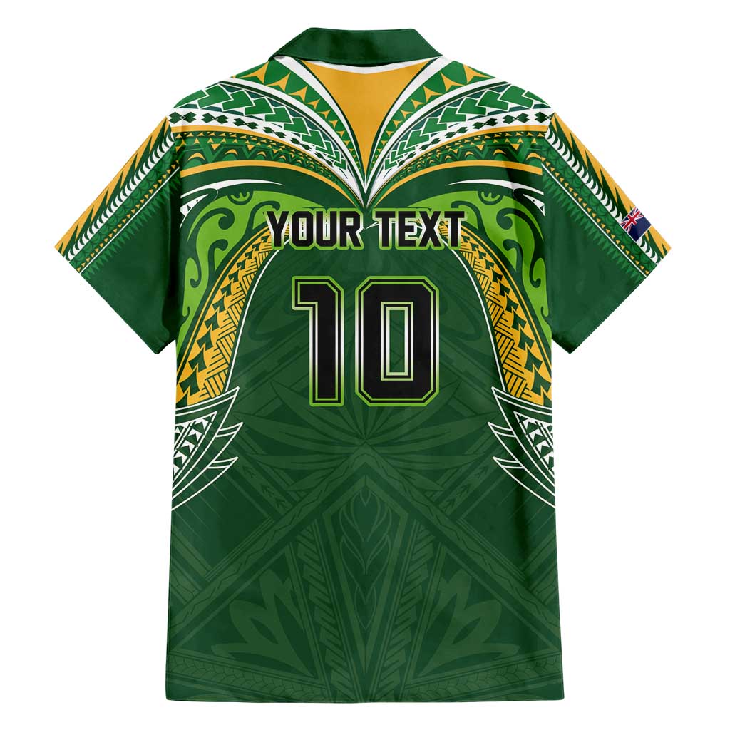 Custom Cook Islands Rugby League Hawaiian Shirt Tatau Tribal Motifs-Dark Green Color - Polynesian Pride