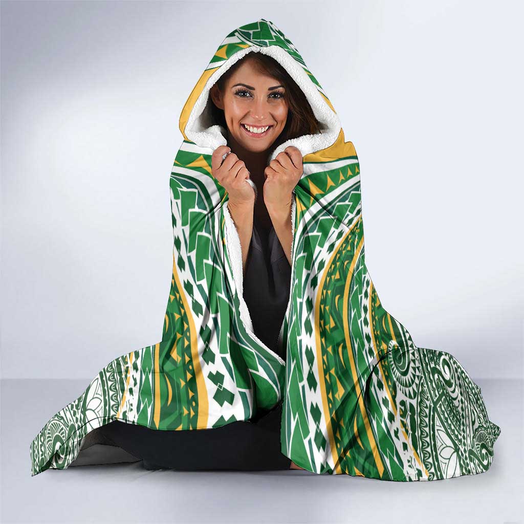 Cook Islands Rugby League Hooded Blanket Tatau Tribal Motifs-Dark Green Color - Polynesian Pride