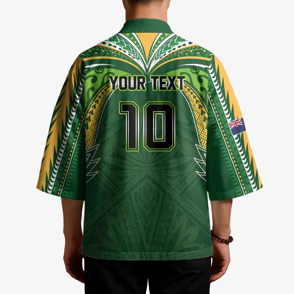 Custom Cook Islands Rugby League Kimono Tatau Tribal Motifs-Dark Green Color LT03 - Polynesian Pride