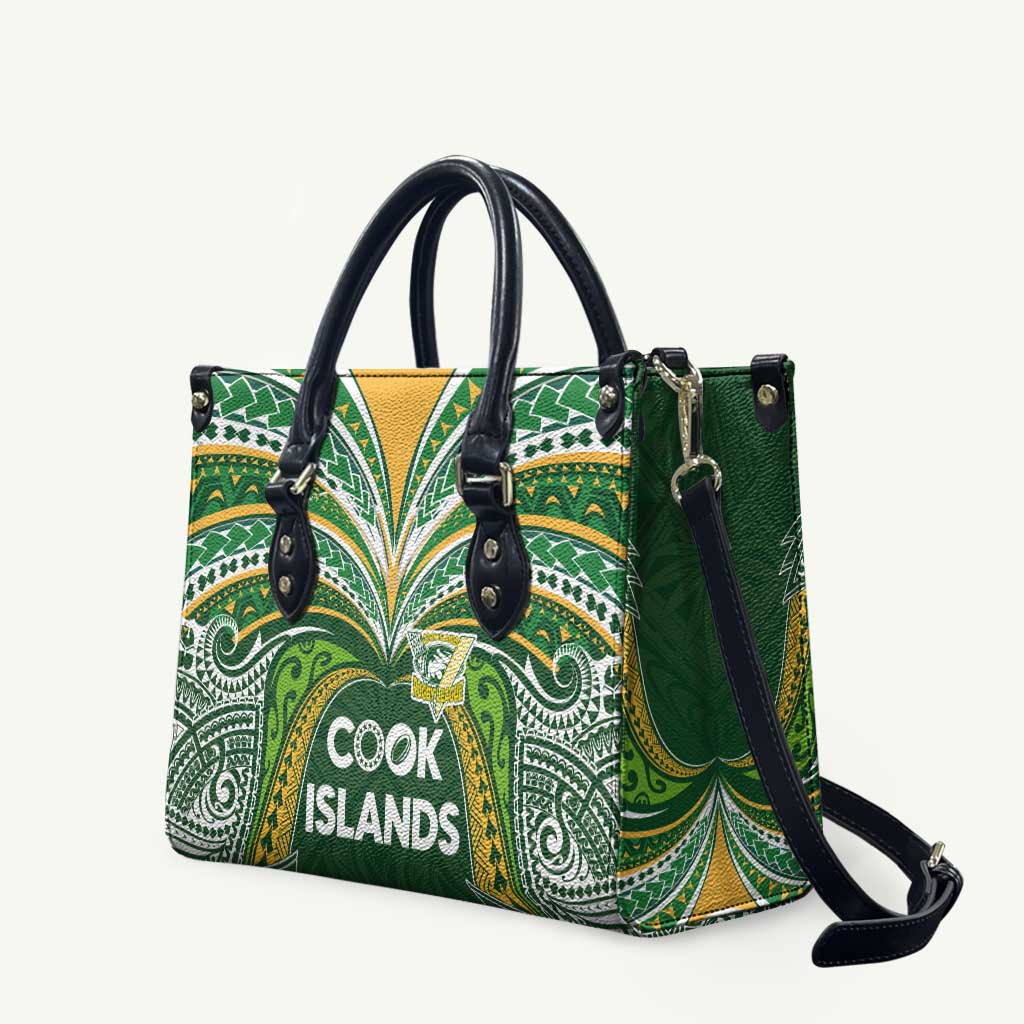 Cook Islands Rugby League Leather Bag Tatau Tribal Motifs-Dark Green Color LT03 Green - Polynesian Pride