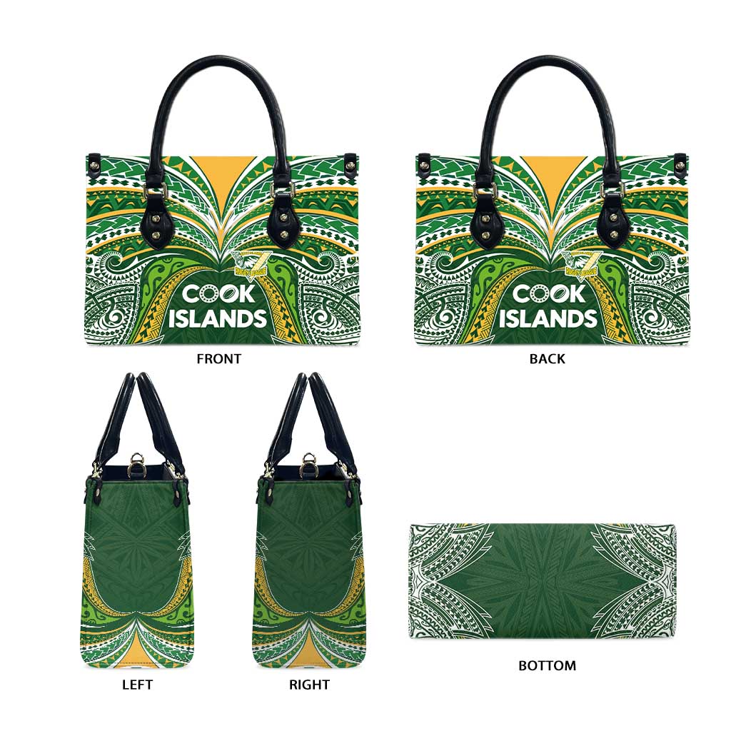 Cook Islands Rugby League Leather Bag Tatau Tribal Motifs-Dark Green Color LT03 - Polynesian Pride