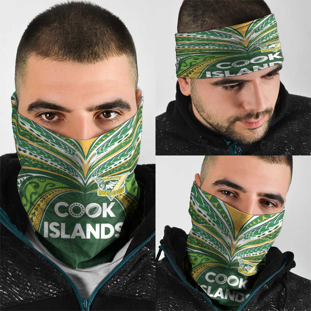 Cook Islands Rugby League Neck Gaiter Tatau Tribal Motifs-Dark Green Color - Polynesian Pride