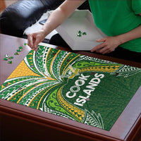 Cook Islands Rugby League Puzzle Tatau Tribal Motifs-Dark Green Color LT03 - Polynesian Pride