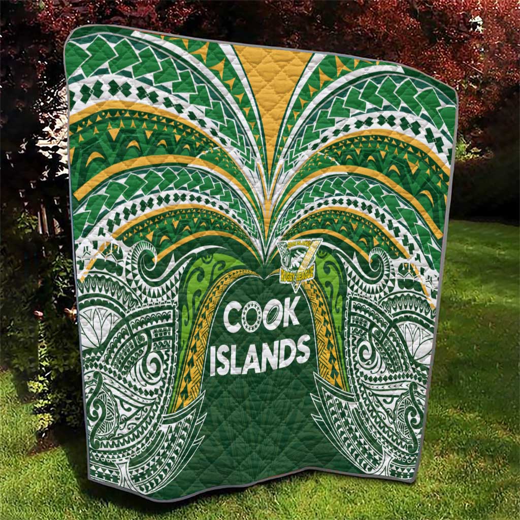 Cook Islands Rugby League Quilt Tatau Tribal Motifs-Dark Green Color - Polynesian Pride