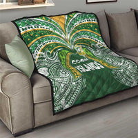 Cook Islands Rugby League Quilt Tatau Tribal Motifs-Dark Green Color - Polynesian Pride