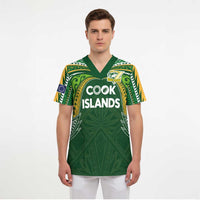 Custom Cook Islands Rugby League Scrub Top Tatau Tribal Motifs-Dark Green Color LT03 - Polynesian Pride