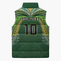 Custom Cook Islands Rugby League Sleeveless Puffer Jacket Tatau Tribal Motifs-Dark Green Color LT03 - Polynesian Pride