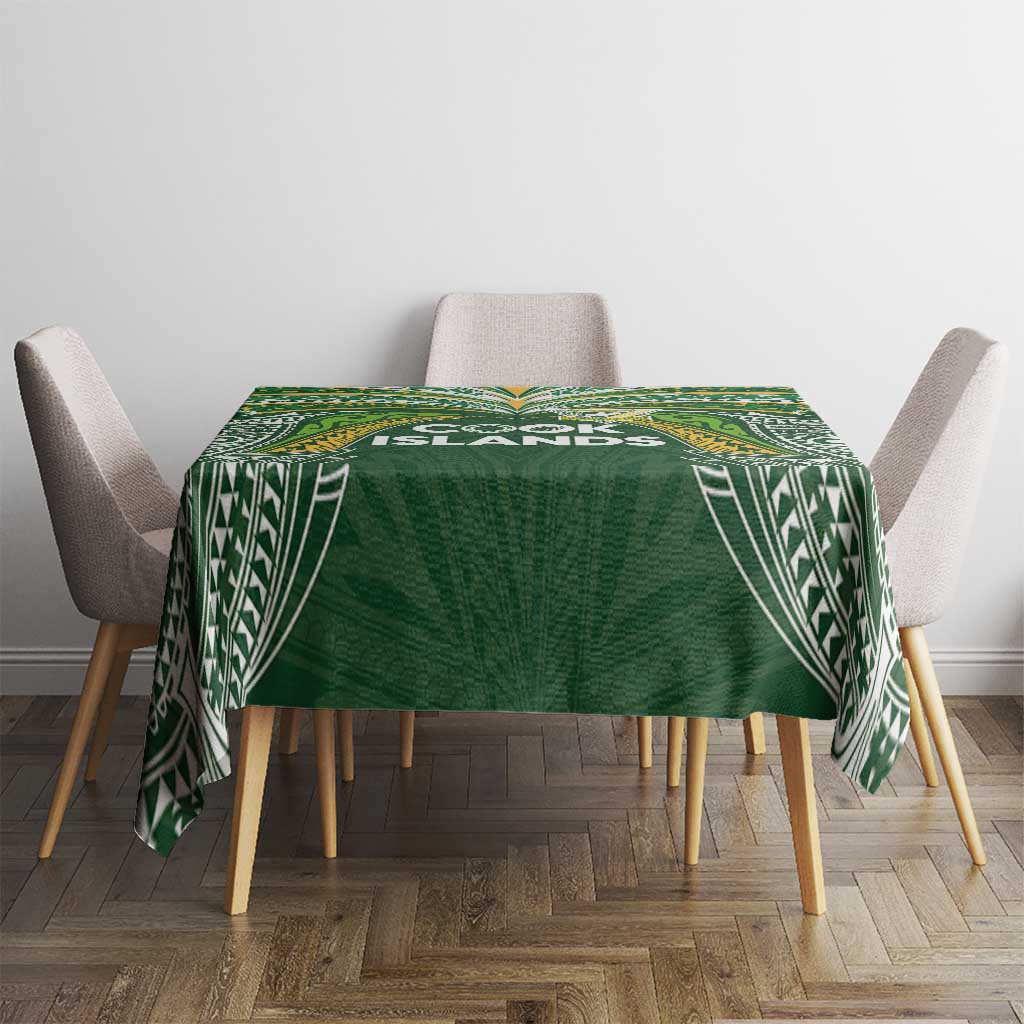 Cook Islands Rugby League Tablecloth Tatau Tribal Motifs-Dark Green Color - Polynesian Pride