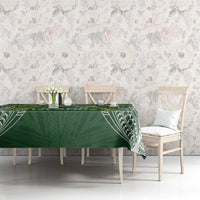 Cook Islands Rugby League Tablecloth Tatau Tribal Motifs-Dark Green Color - Polynesian Pride