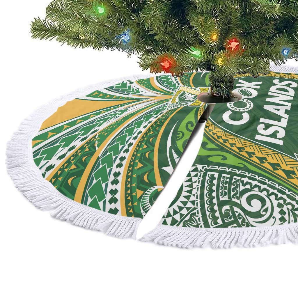 Cook Islands Rugby League Tree Skirt Tatau Tribal Motifs-Dark Green Color LT03 - Polynesian Pride