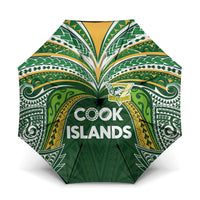 Cook Islands Rugby League Umbrella Tatau Tribal Motifs-Dark Green Color LT03 One Size Folded 11.42 inch Opened Diameter 37.4 inch Green - Polynesian Pride
