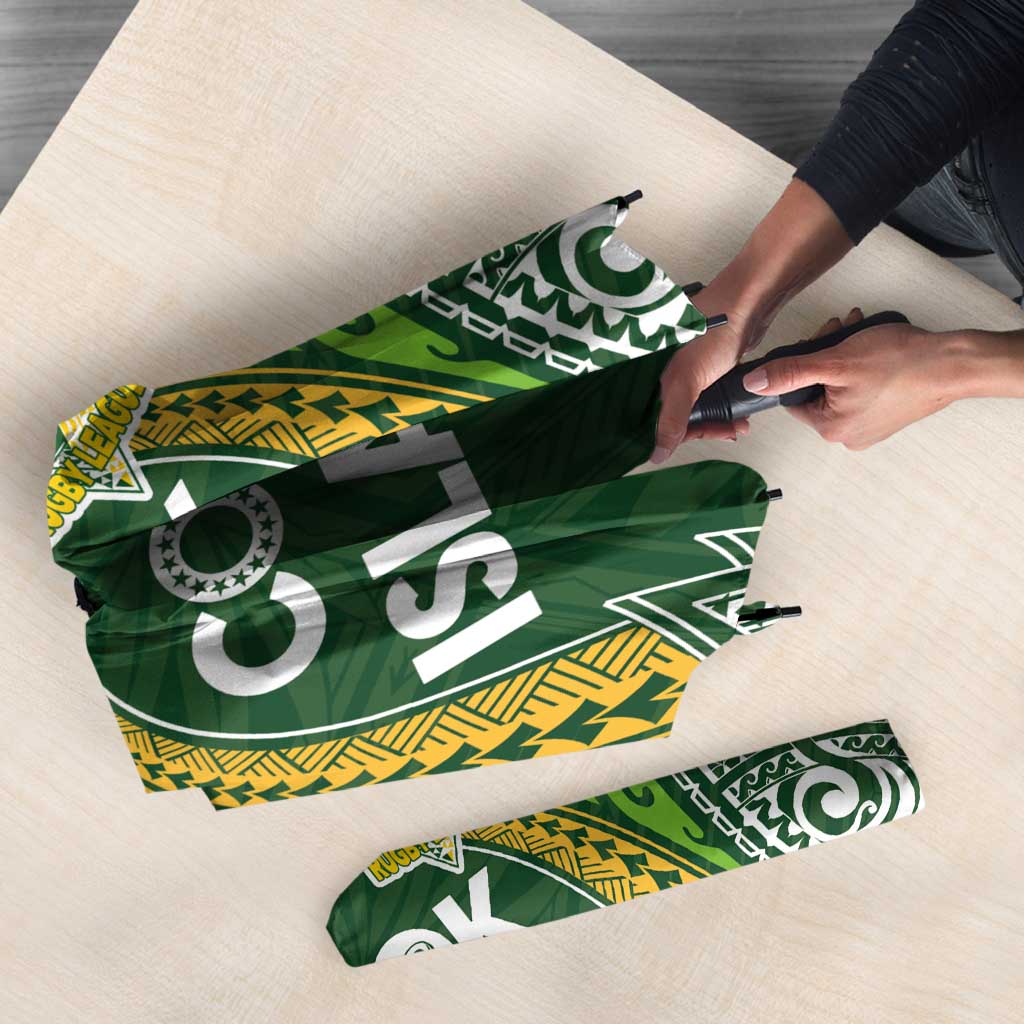 Cook Islands Rugby League Umbrella Tatau Tribal Motifs-Dark Green Color LT03 - Polynesian Pride