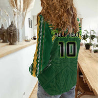 Custom Cook Islands Rugby League Women Casual Shirt Tatau Tribal Motifs-Dark Green Color LT03 - Polynesian Pride