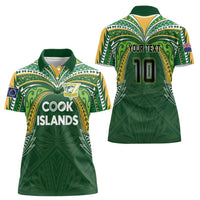 Custom Cook Islands Rugby League Women Polo Shirt Tatau Tribal Motifs-Dark Green Color LT03 - Polynesian Pride