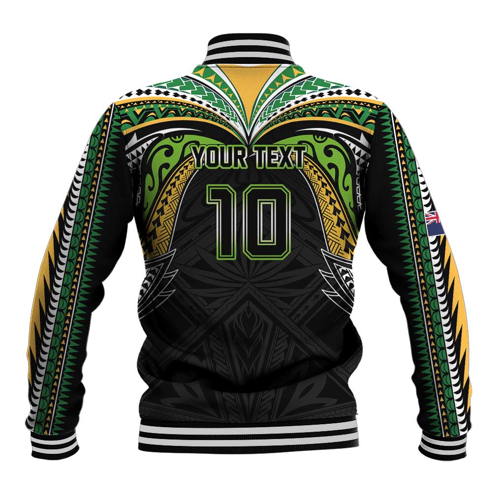 Custom Cook Islands Rugby League Baseball Jacket Tatau Tribal Motifs-Black Color LT03 - Polynesian Pride