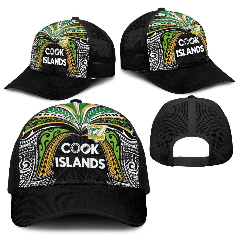 Cook Islands Rugby League Baseball Net Cap Tatau Tribal Motifs-Black Color LT03 - Polynesian Pride