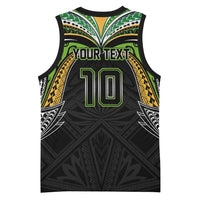 Custom Cook Islands Rugby League Basketball Jersey - Tatau Tribal Motifs Black LT03 - Polynesian Pride