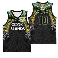 Custom Cook Islands Rugby League Basketball Jersey - Tatau Tribal Motifs Black LT03 - Polynesian Pride