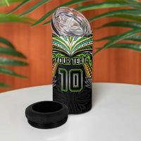 Custom Cook Islands Rugby League 4 in 1 Can Cooler Tumbler Tatau Tribal Motifs-Black Color - Polynesian Pride