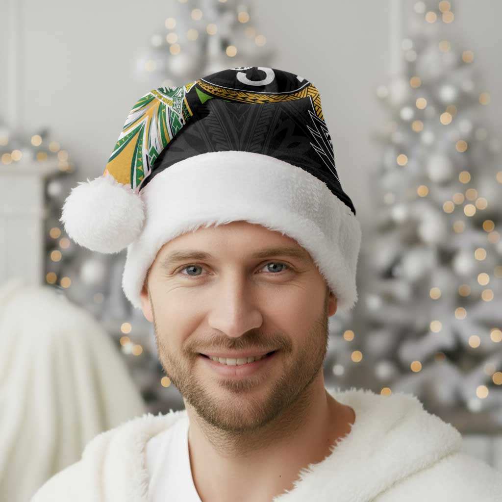 Cook Islands Rugby League Christmas Santa Hat Tatau Tribal Motifs-Black Color LT03 - Polynesian Pride