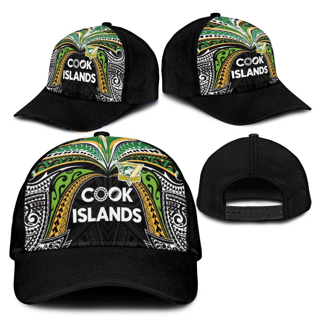 Cook Islands Rugby League Classic Cap Tatau Tribal Motifs-Black Color LT03 - Polynesian Pride