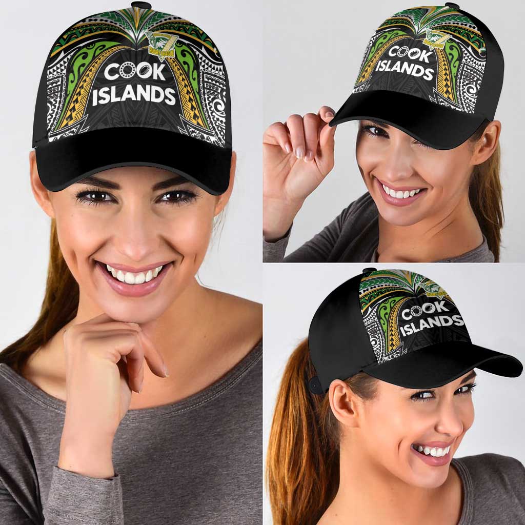 Cook Islands Rugby League Classic Cap Tatau Tribal Motifs-Black Color LT03 - Polynesian Pride