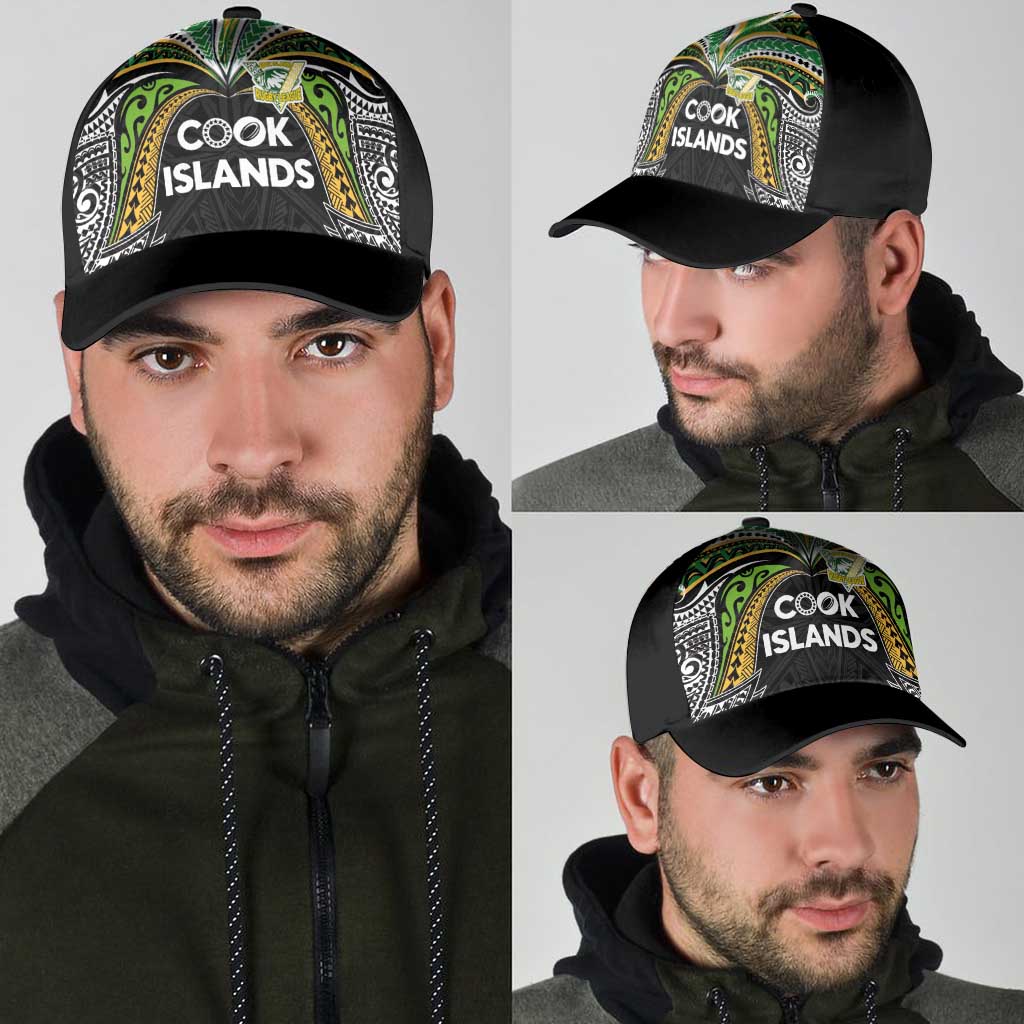 Cook Islands Rugby League Classic Cap Tatau Tribal Motifs-Black Color LT03 - Polynesian Pride