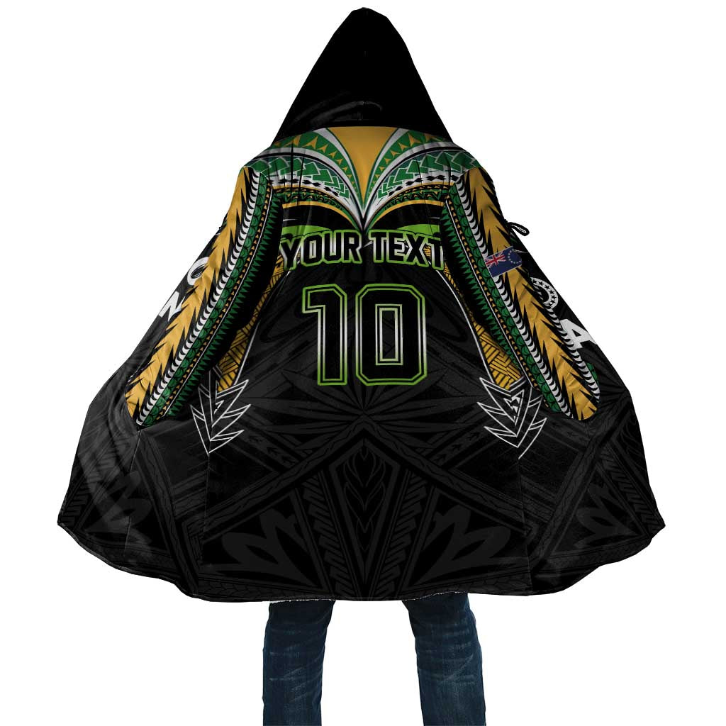 Custom Cook Islands Rugby League Cloak Tatau Tribal Motifs-Black Color - Polynesian Pride