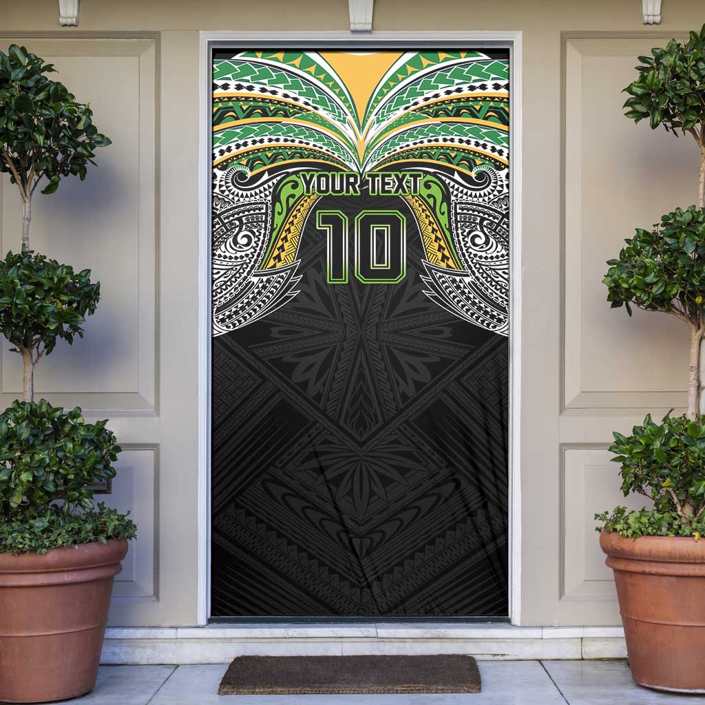 Custom Cook Islands Rugby League Door Cover Tatau Tribal Motifs-Black Color LT03 Black - Polynesian Pride
