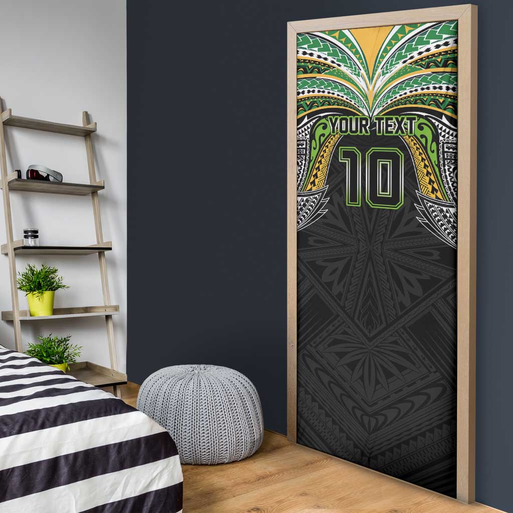 Custom Cook Islands Rugby League Door Cover Tatau Tribal Motifs-Black Color LT03 - Polynesian Pride