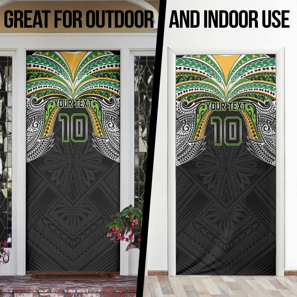 Custom Cook Islands Rugby League Door Cover Tatau Tribal Motifs-Black Color LT03 - Polynesian Pride