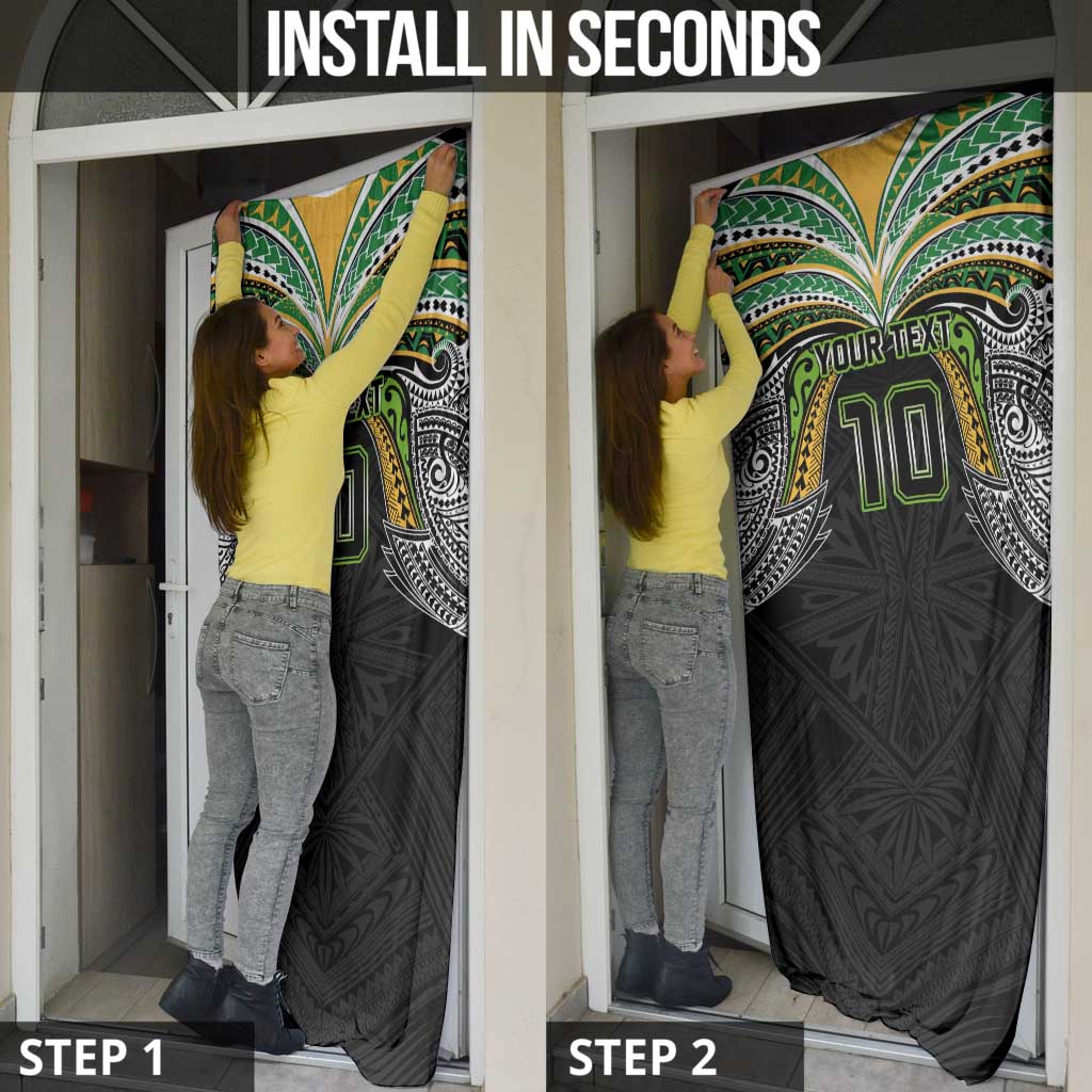Custom Cook Islands Rugby League Door Cover Tatau Tribal Motifs-Black Color LT03 - Polynesian Pride