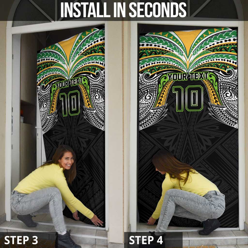 Custom Cook Islands Rugby League Door Cover Tatau Tribal Motifs-Black Color LT03 - Polynesian Pride