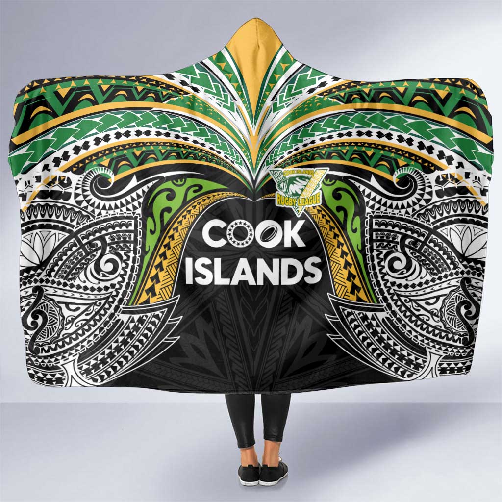Cook Islands Rugby League Hooded Blanket Tatau Tribal Motifs-Black Color - Polynesian Pride