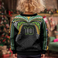 Custom Cook Islands Rugby League Kid Ugly Christmas Sweater Tatau Tribal Motifs-Black Color LT03 - Polynesian Pride