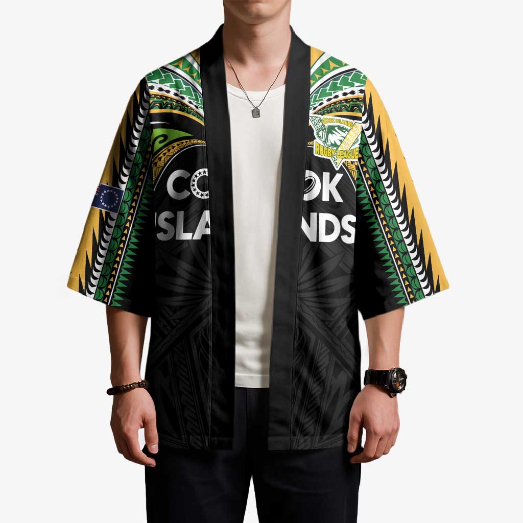 Custom Cook Islands Rugby League Kimono Tatau Tribal Motifs-Black Color LT03 - Polynesian Pride