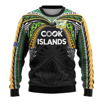 Custom Cook Islands Rugby League Ugly Christmas Sweater Tatau Tribal Motifs-Black Color - Polynesian Pride