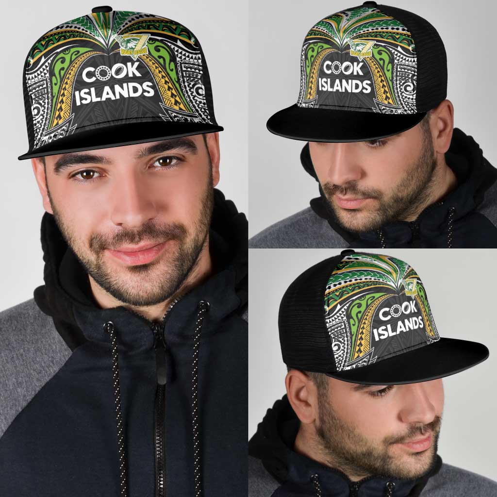 Cook Islands Rugby League Mesh Trucker Cap Tatau Tribal Motifs-Black Color LT03 - Polynesian Pride