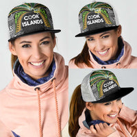 Cook Islands Rugby League Mesh Trucker Cap Tatau Tribal Motifs-Black Color LT03 - Polynesian Pride