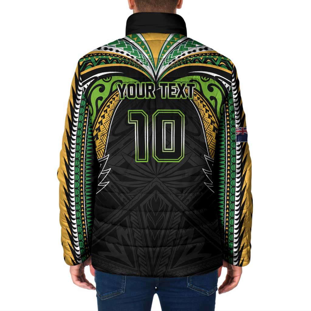 Custom Cook Islands Rugby League Padded Jacket Tatau Tribal Motifs-Black Color LT03 - Polynesian Pride