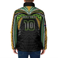 Custom Cook Islands Rugby League Padded Jacket Tatau Tribal Motifs-Black Color LT03 - Polynesian Pride