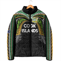 Custom Cook Islands Rugby League Padded Jacket Tatau Tribal Motifs-Black Color LT03 - Polynesian Pride