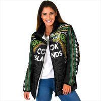 Custom Cook Islands Rugby League Padded Jacket Tatau Tribal Motifs-Black Color LT03 Women Black - Polynesian Pride