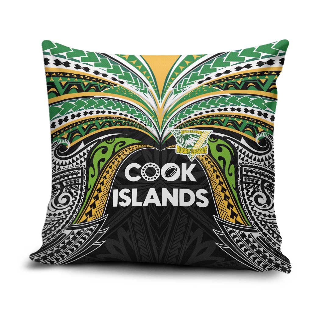 Cook Islands Rugby League Pillow Cover Tatau Tribal Motifs-Black Color LT03 Black - Polynesian Pride