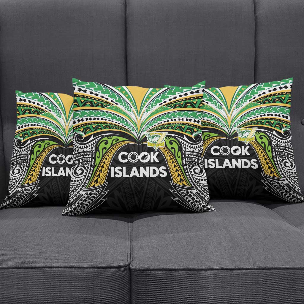 Cook Islands Rugby League Pillow Cover Tatau Tribal Motifs-Black Color LT03 - Polynesian Pride