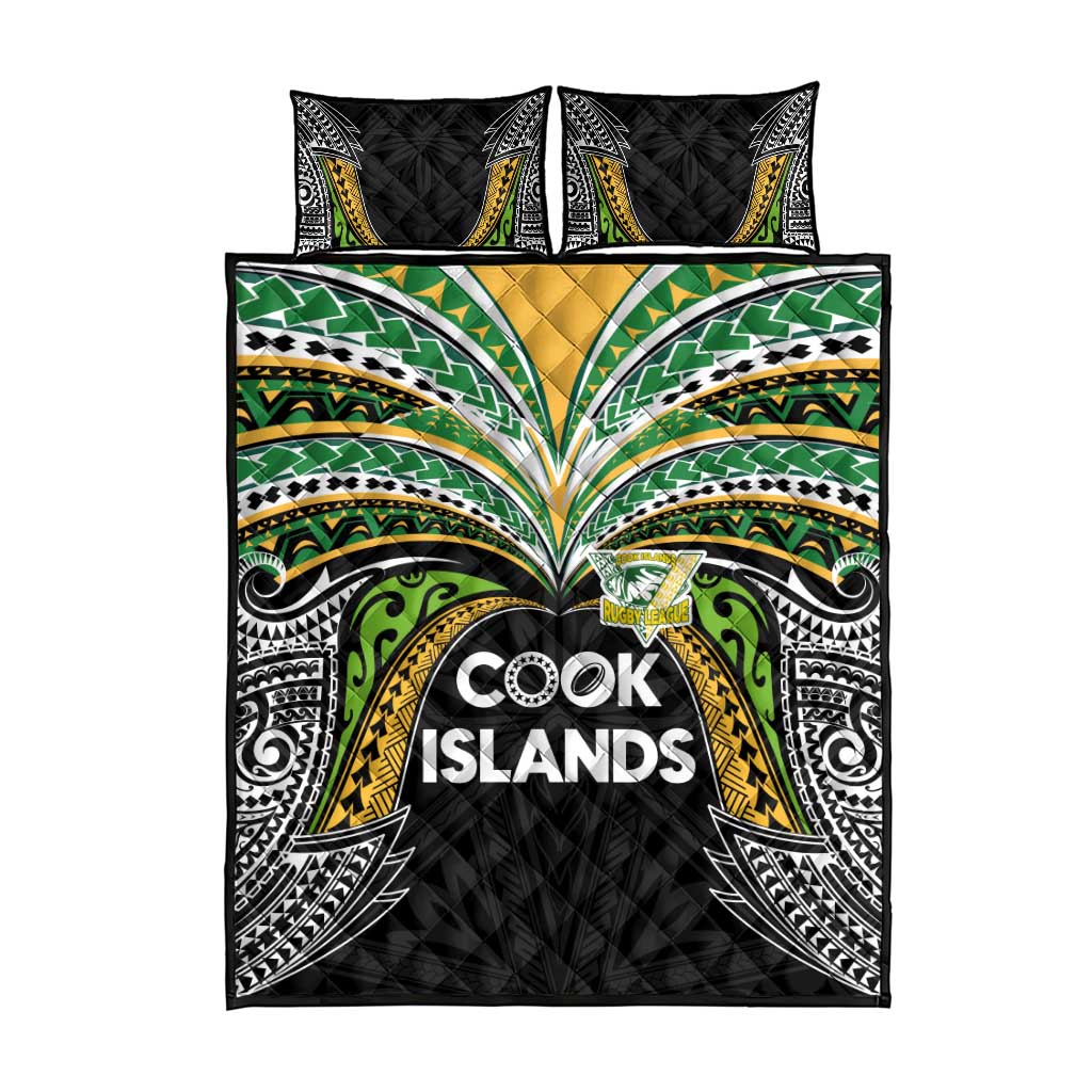 Cook Islands Rugby League Quilt Bed Set Tatau Tribal Motifs-Black Color LT03 - Polynesian Pride