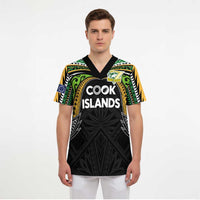 Custom Cook Islands Rugby League Scrub Top Tatau Tribal Motifs-Black Color LT03 - Polynesian Pride