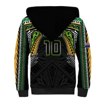 Custom Cook Islands Rugby League Sherpa Hoodie Tatau Tribal Motifs-Black Color - Polynesian Pride