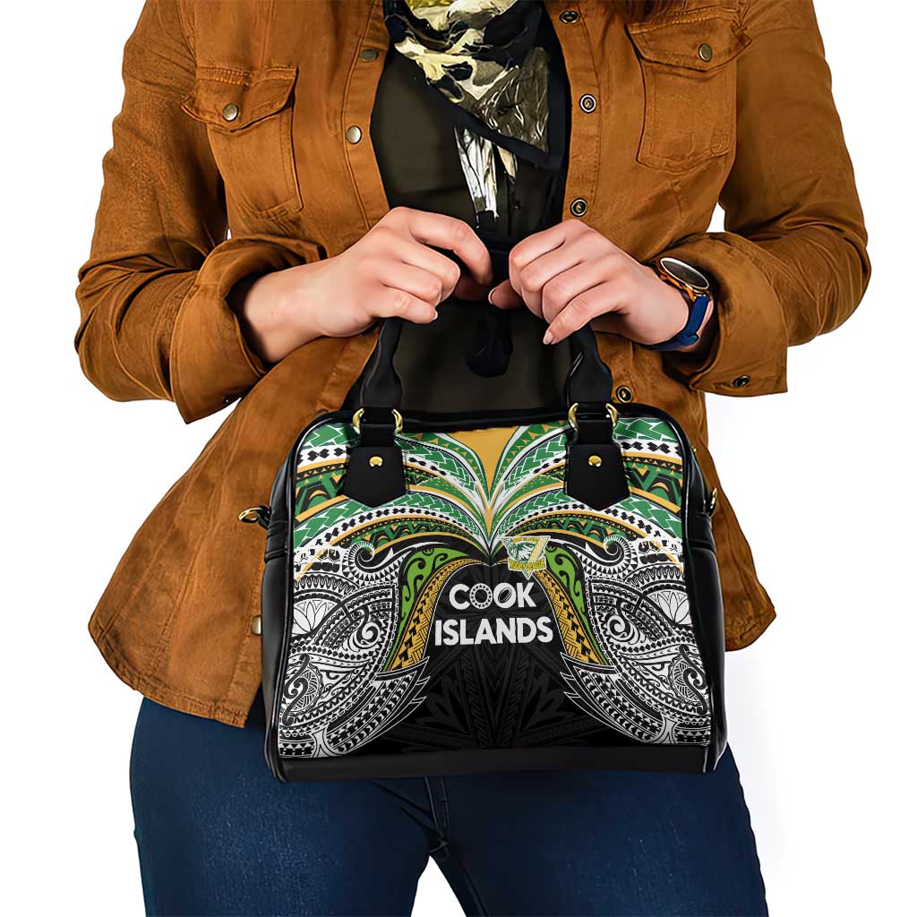 Cook Islands Rugby League Shoulder Handbag Tatau Tribal Motifs-Black Color - Polynesian Pride